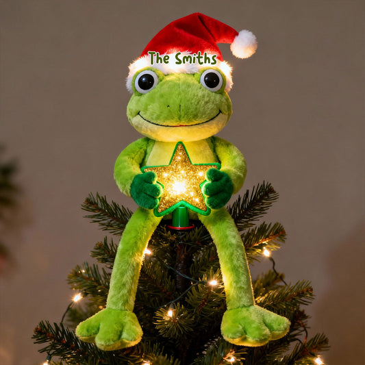 Green Christmas - Personalized Frog LED Light Tree Topper
