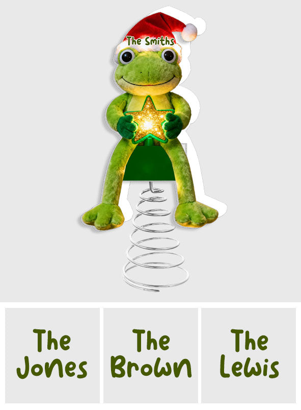 Green Christmas - Personalized Frog LED Light Tree Topper