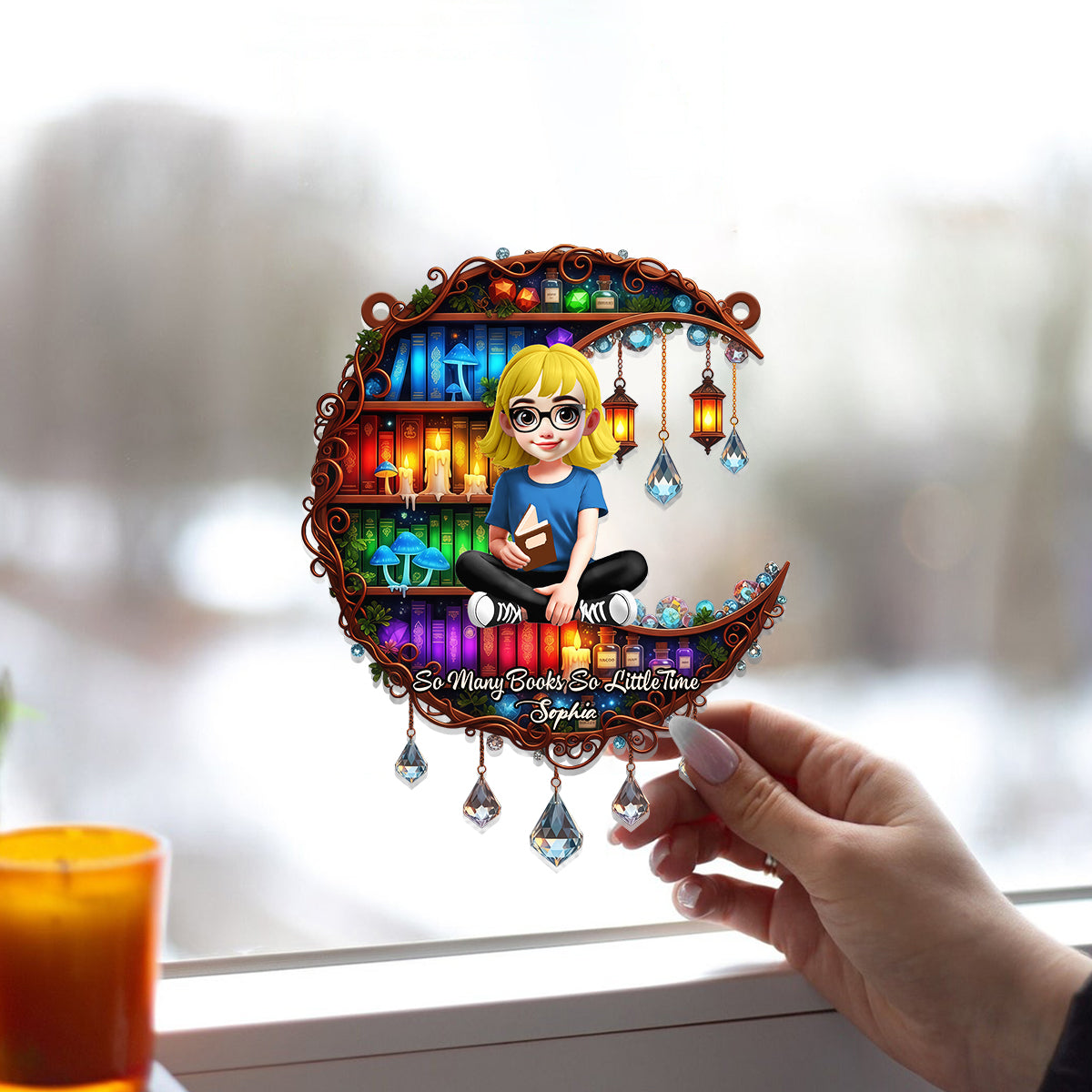 Just One More Chapter - Personalized Book Window Hanging Suncatcher Ornament