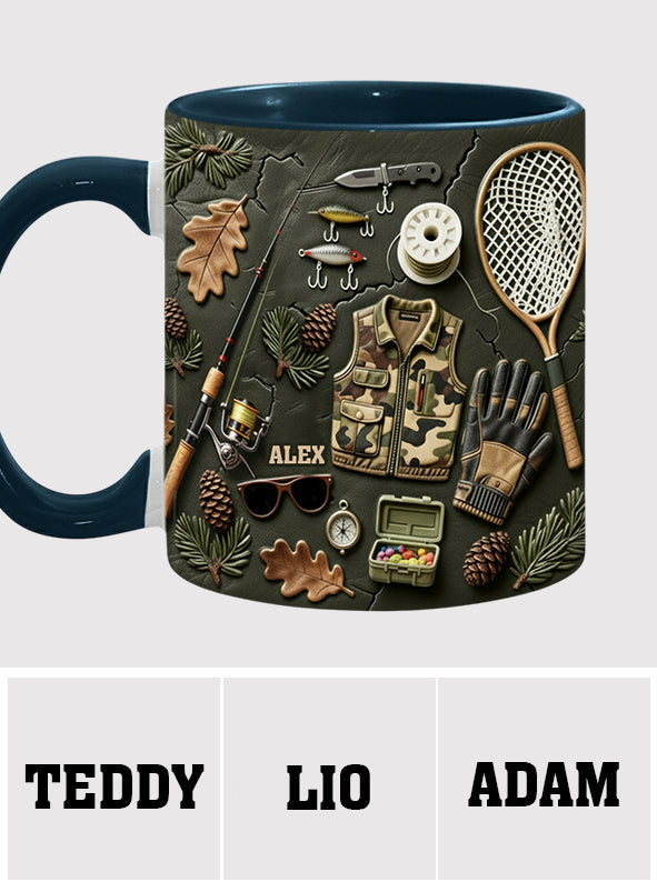 Angelbegeisterte – Personalisierte Tasse mit Angelmotiv