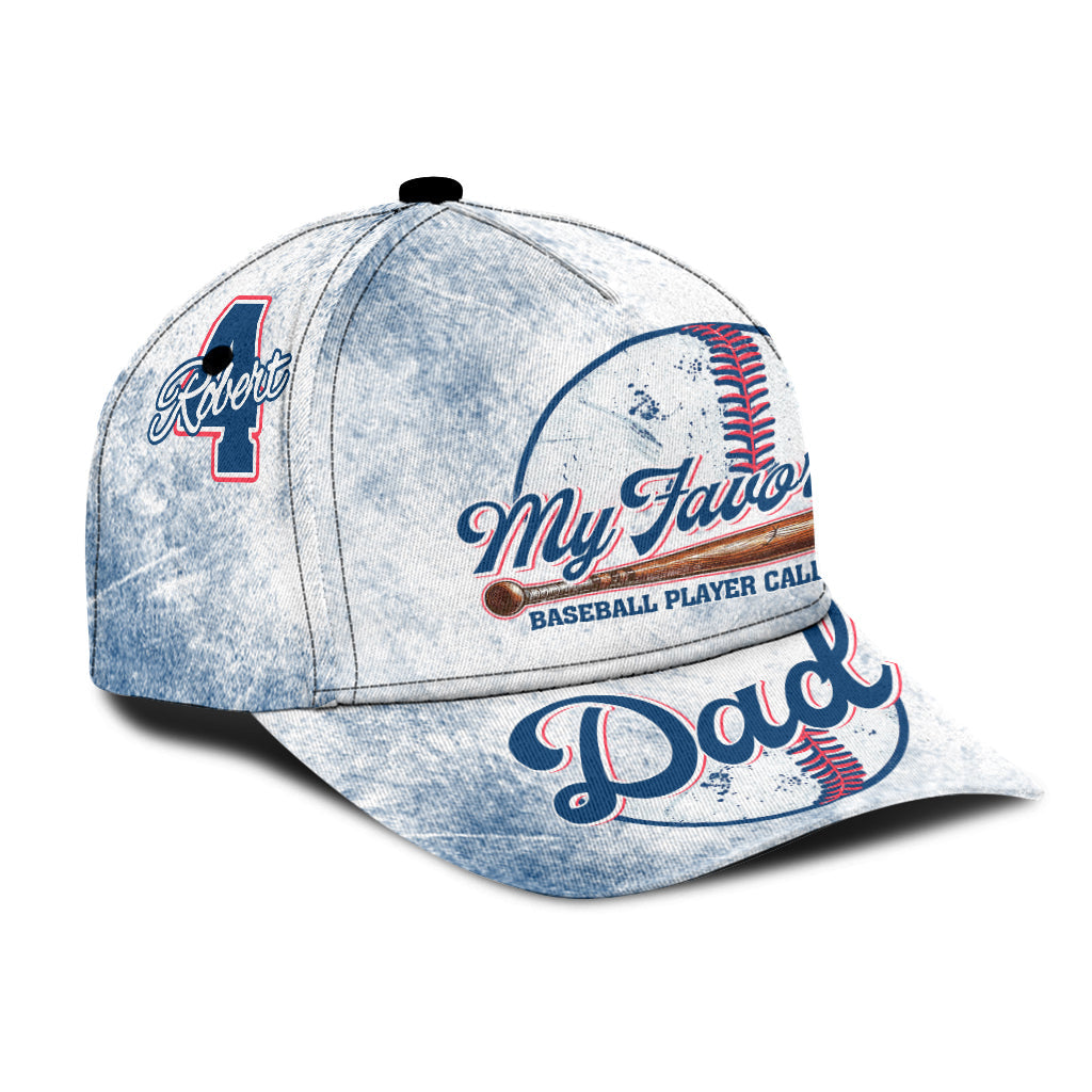 Proud Dad Favorite Player Baseball - Personalized Baseball Classic Cap