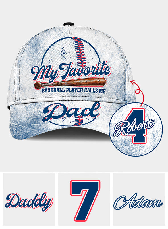 Proud Dad Favorite Player Baseball - Personalized Baseball Classic Cap