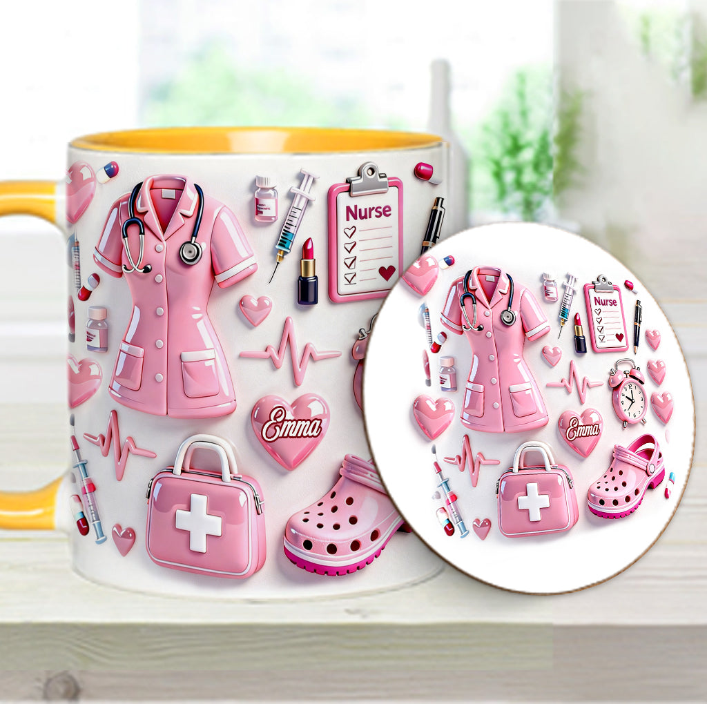 Krankenschwesterleben – Personalisierte Tasse und Untersetzer mit Krankenschwestermotiv