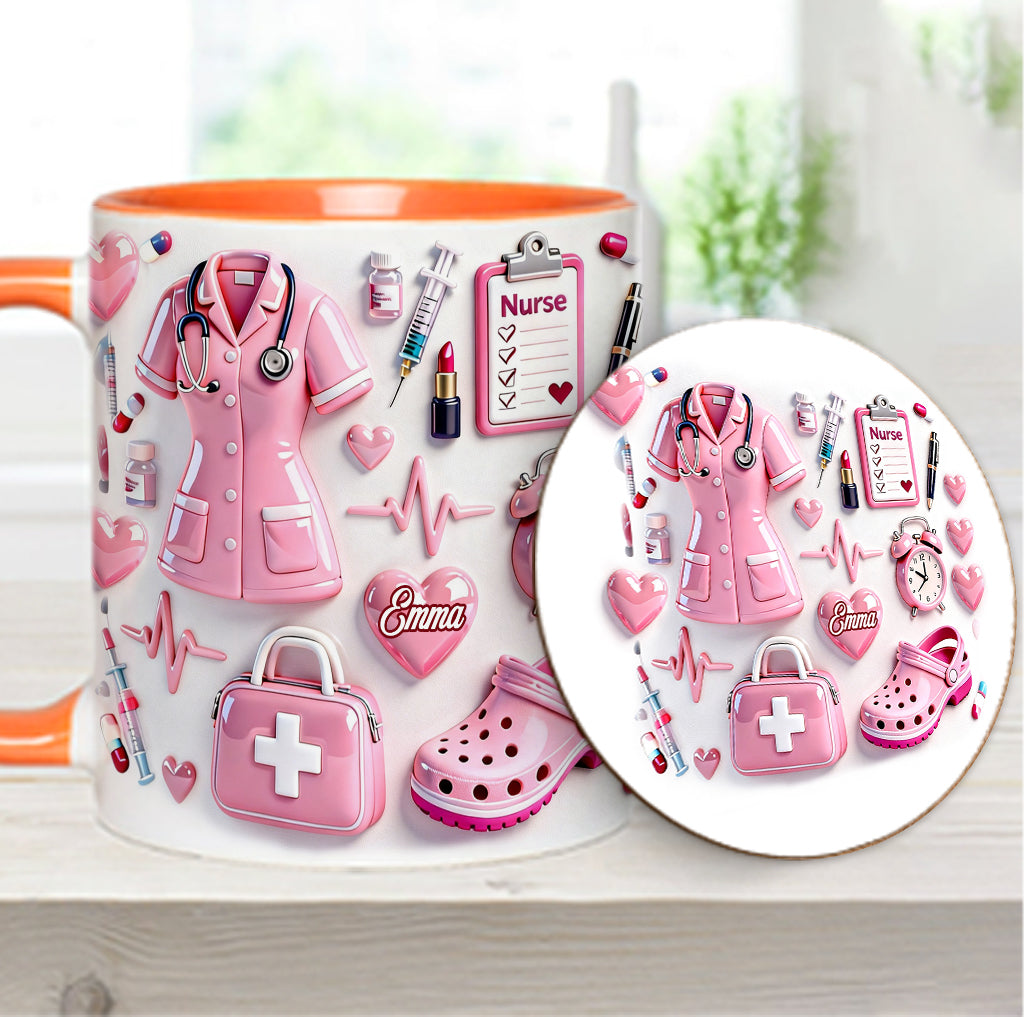 Krankenschwesterleben – Personalisierte Tasse und Untersetzer mit Krankenschwestermotiv