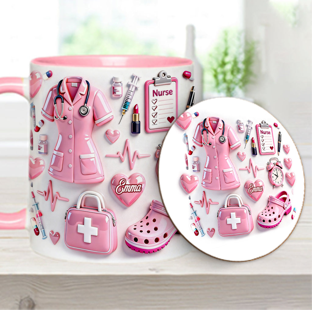 Krankenschwesterleben – Personalisierte Tasse und Untersetzer mit Krankenschwestermotiv