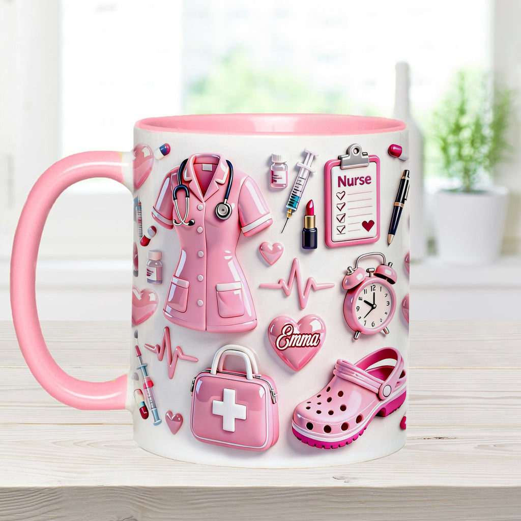 Krankenschwesterleben – Personalisierte Tasse und Untersetzer mit Krankenschwestermotiv