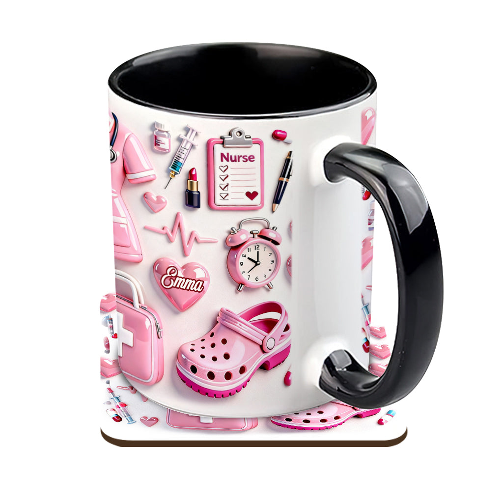Krankenschwesterleben – Personalisierte Tasse und Untersetzer mit Krankenschwestermotiv