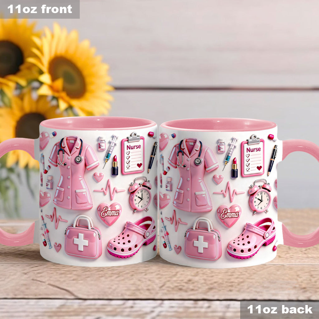 Krankenschwesterleben – Personalisierte Tasse und Untersetzer mit Krankenschwestermotiv