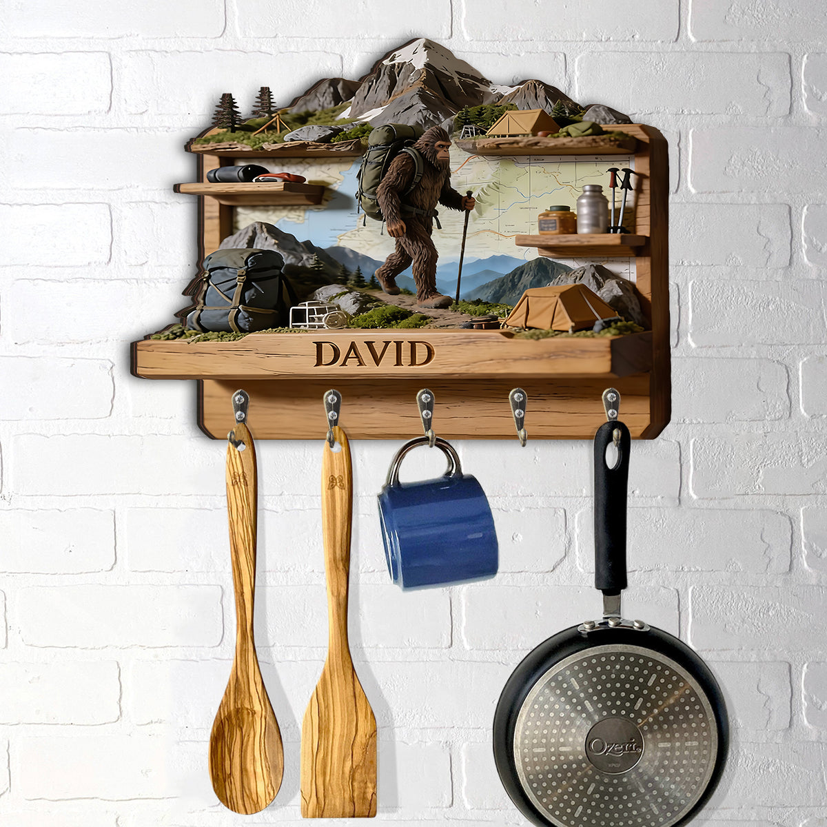 Mountain Climbing - Personalized Hiking Custom Shaped Hanging Rack