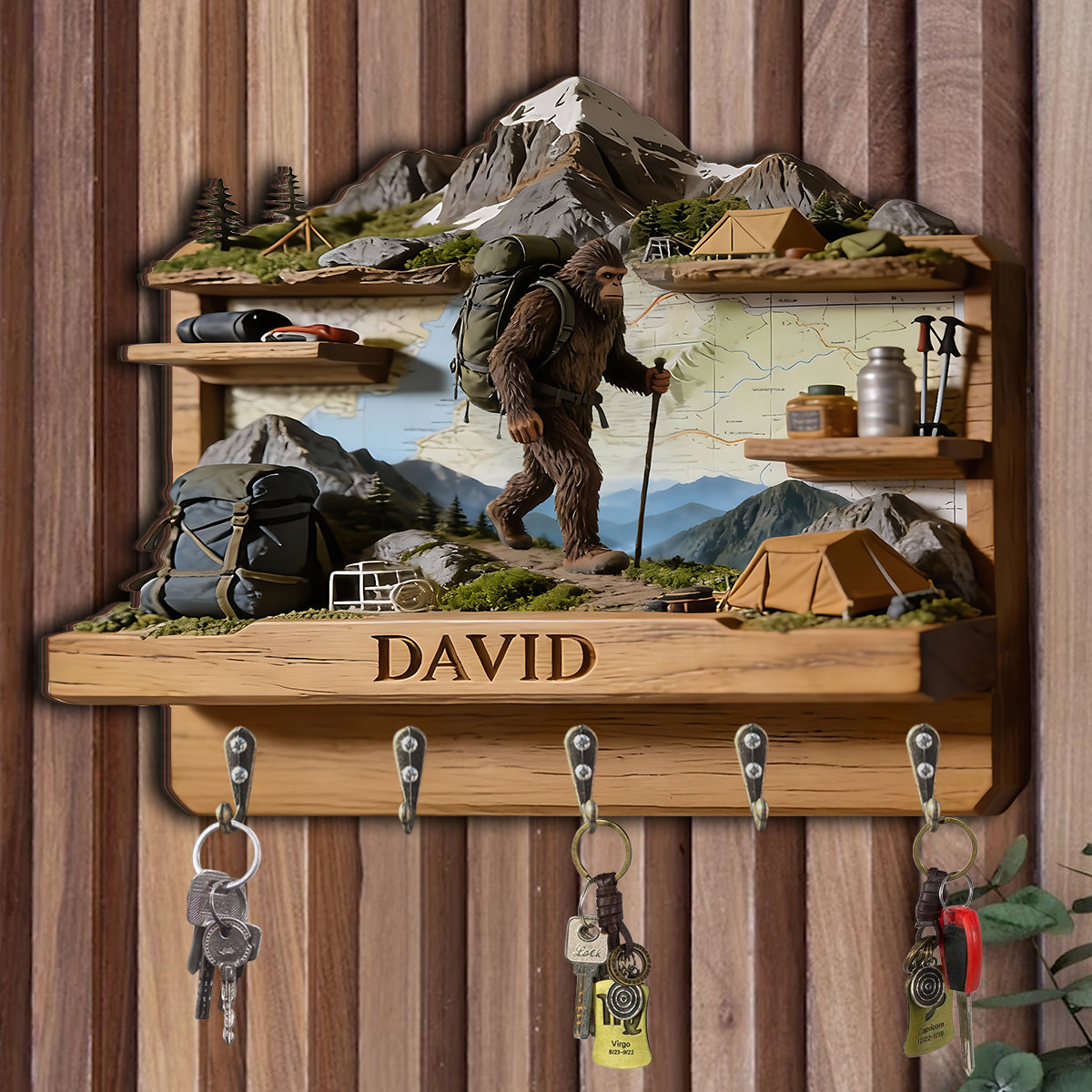 Mountain Climbing - Personalized Hiking Custom Shaped Hanging Rack