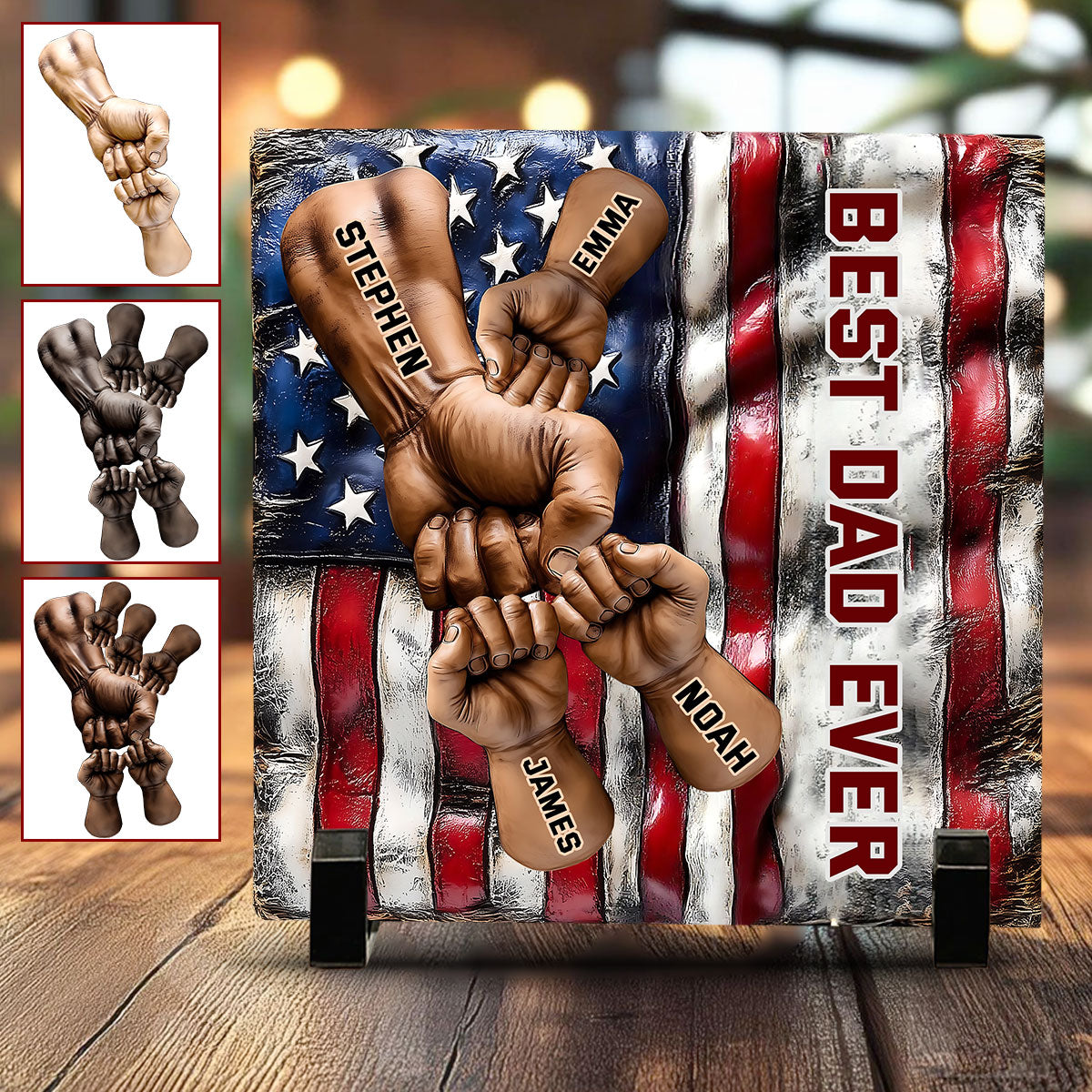 Bester Papa aller Zeiten – Personalisierter quadratischer Stein für Vater