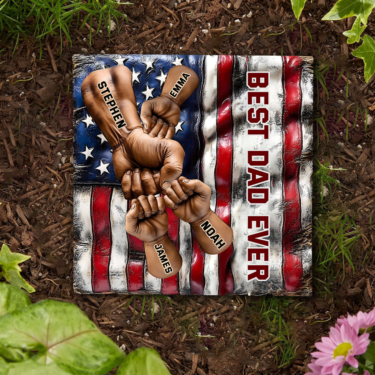 Bester Papa aller Zeiten – Personalisierter quadratischer Stein für Vater