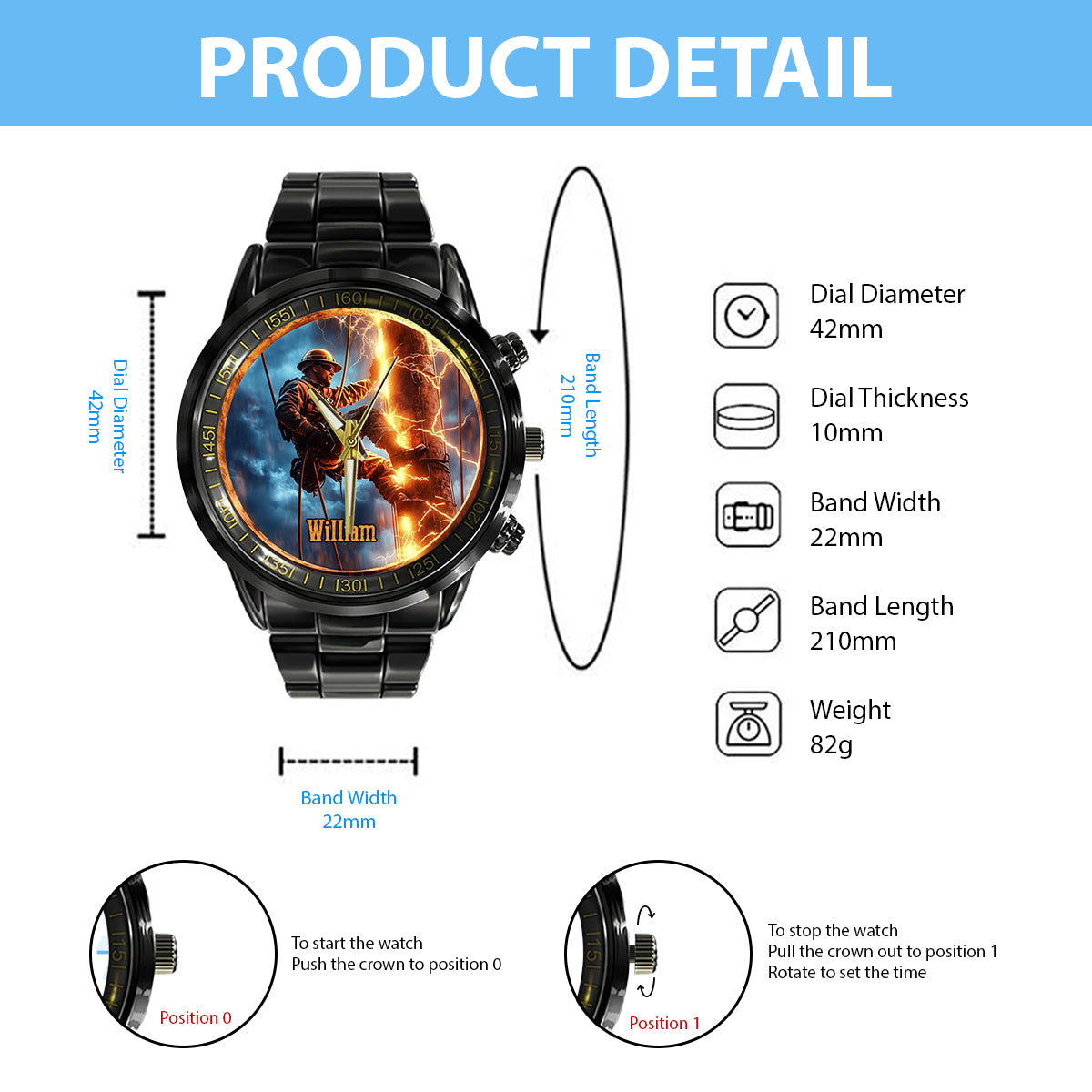 Geschenk für Monteure – Papa, Ehemann, Sohn... – Personalisierte Monteur-Handuhr