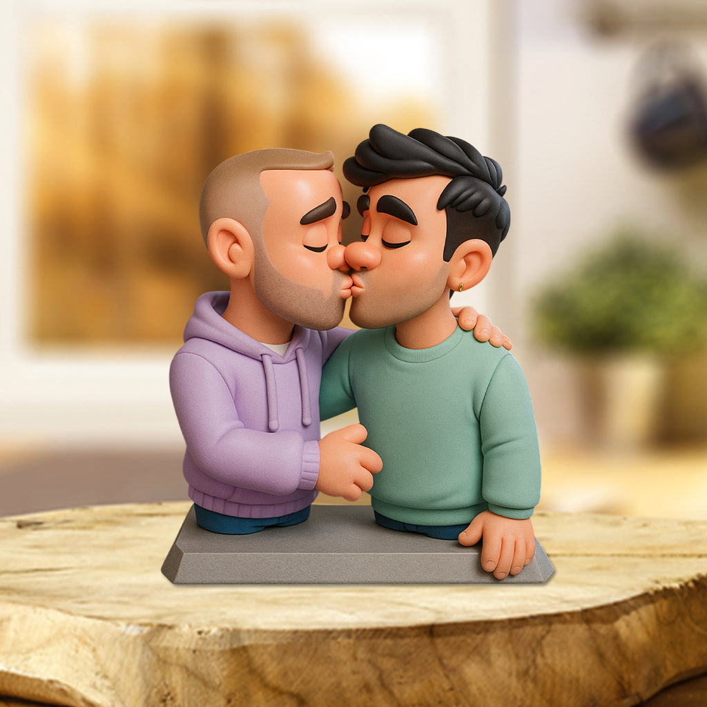 Geschenkidee für Paare mit dem Motiv „Liebe ist Liebe“ – Cartoonhafter, übertriebener Maskottchen-Stil – Personalisierte Acrylplakette zur Unterstützung der LGBTQ+-Community in individueller Form
