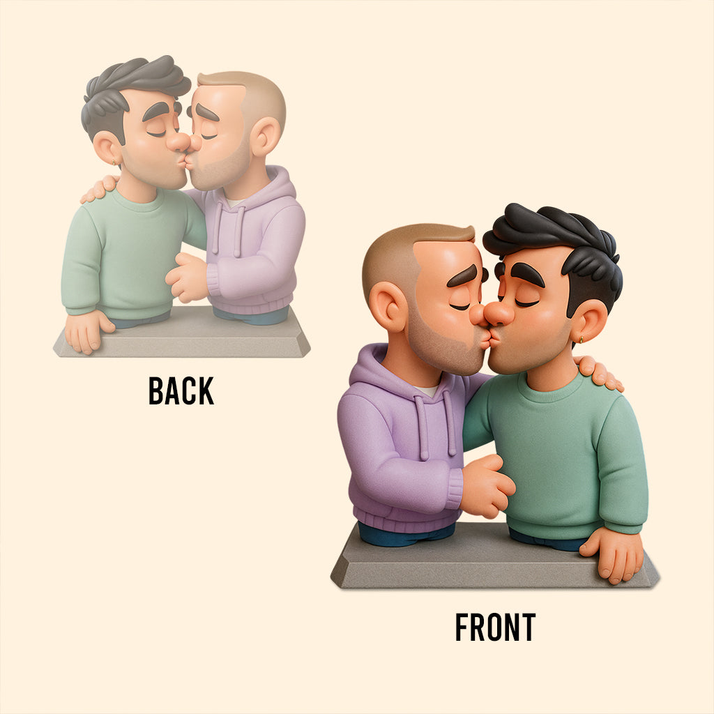 Geschenkidee für Paare mit dem Motiv „Liebe ist Liebe“ – Cartoonhafter, übertriebener Maskottchen-Stil – Personalisierte Acrylplakette zur Unterstützung der LGBTQ+-Community in individueller Form
