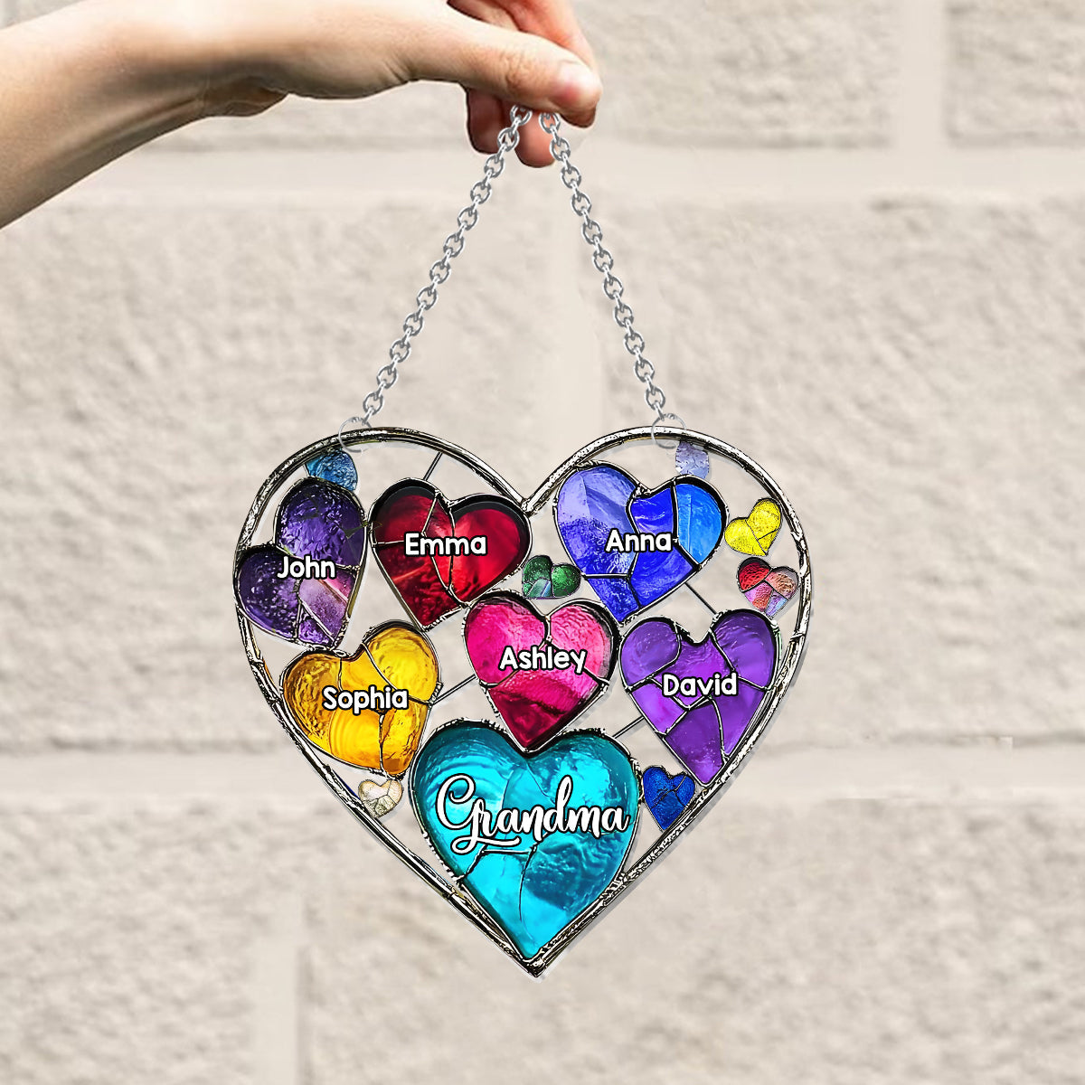 Grandma's Mom's Sweethearts - Personalized Grandma Window Hanging Suncatcher Ornament