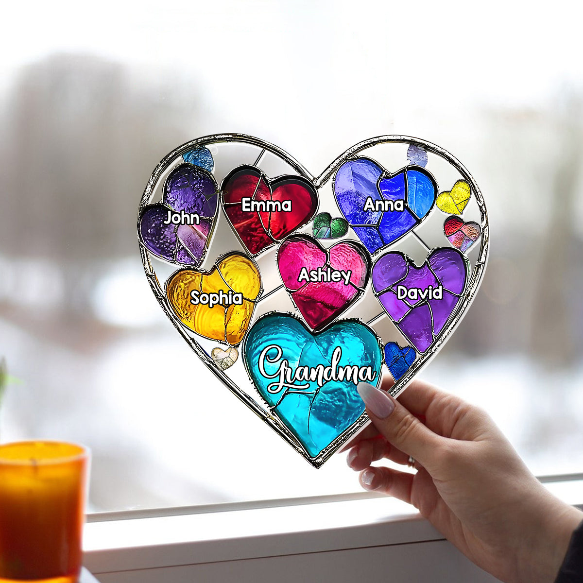 Grandma's Mom's Sweethearts - Personalized Grandma Window Hanging Suncatcher Ornament