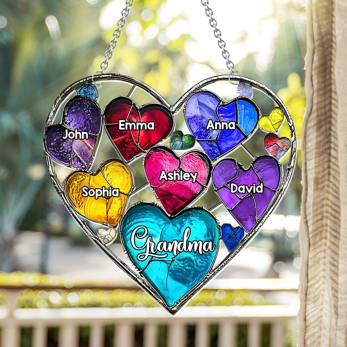 Grandma's Mom's Sweethearts - Personalized Grandma Window Hanging Suncatcher Ornament