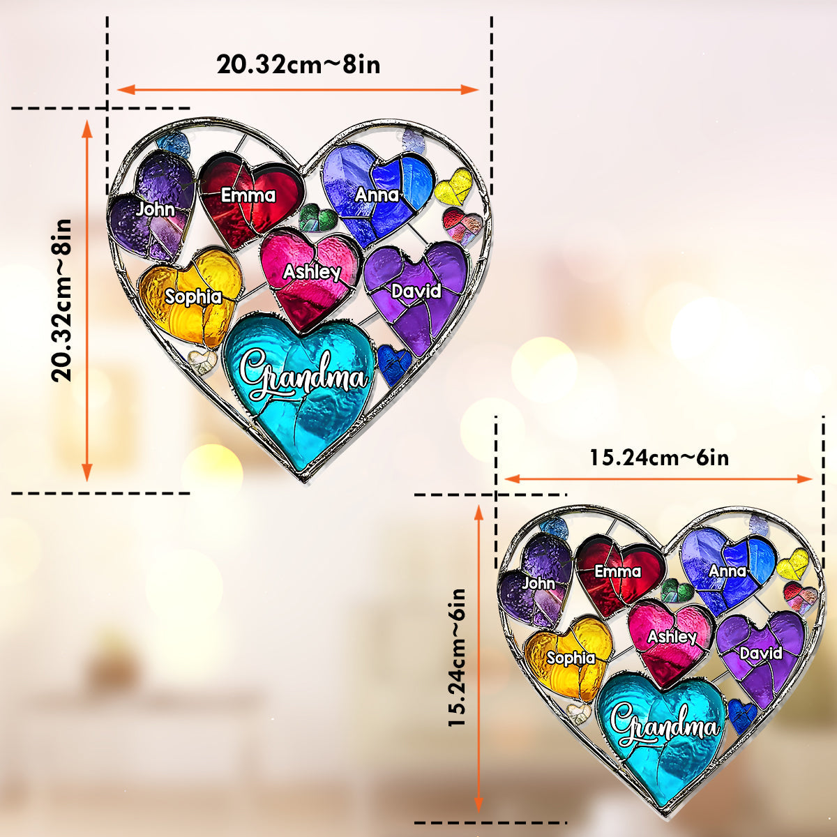 Grandma's Mom's Sweethearts - Personalized Grandma Window Hanging Suncatcher Ornament