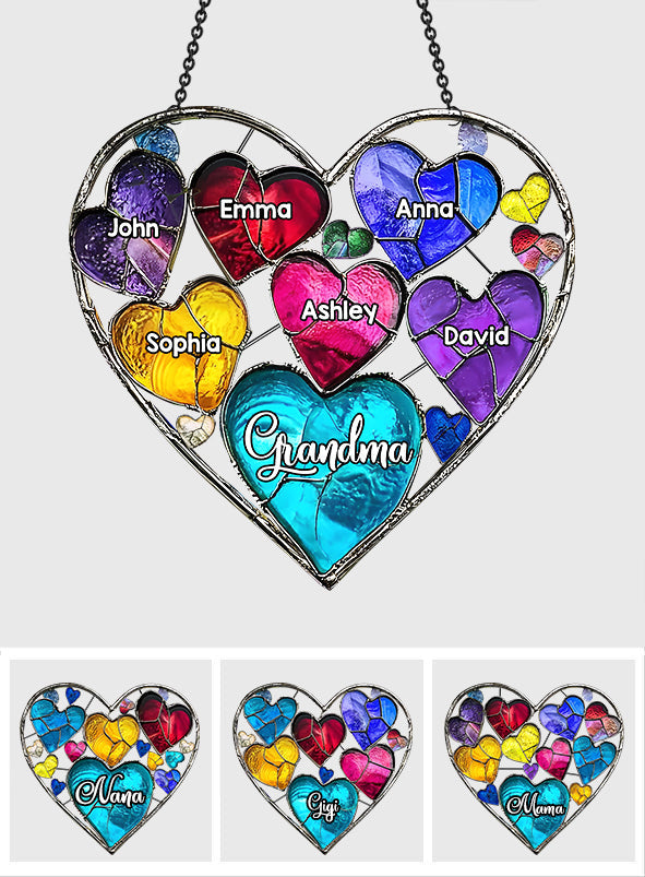 Grandma's Mom's Sweethearts - Personalized Grandma Window Hanging Suncatcher Ornament
