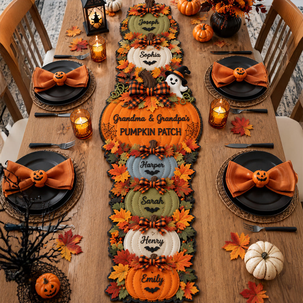 Grandma Grandpa's Pumpkin Patch - Personalized Grandma Custom Shape Table Runner