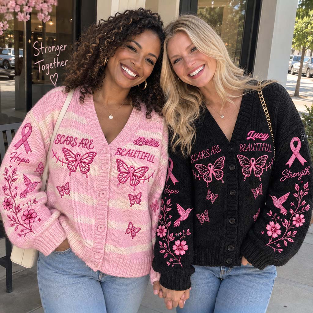 Breast Cancer Awareness - Personalized Breast Cancer Awareness Cardigan Sweater
