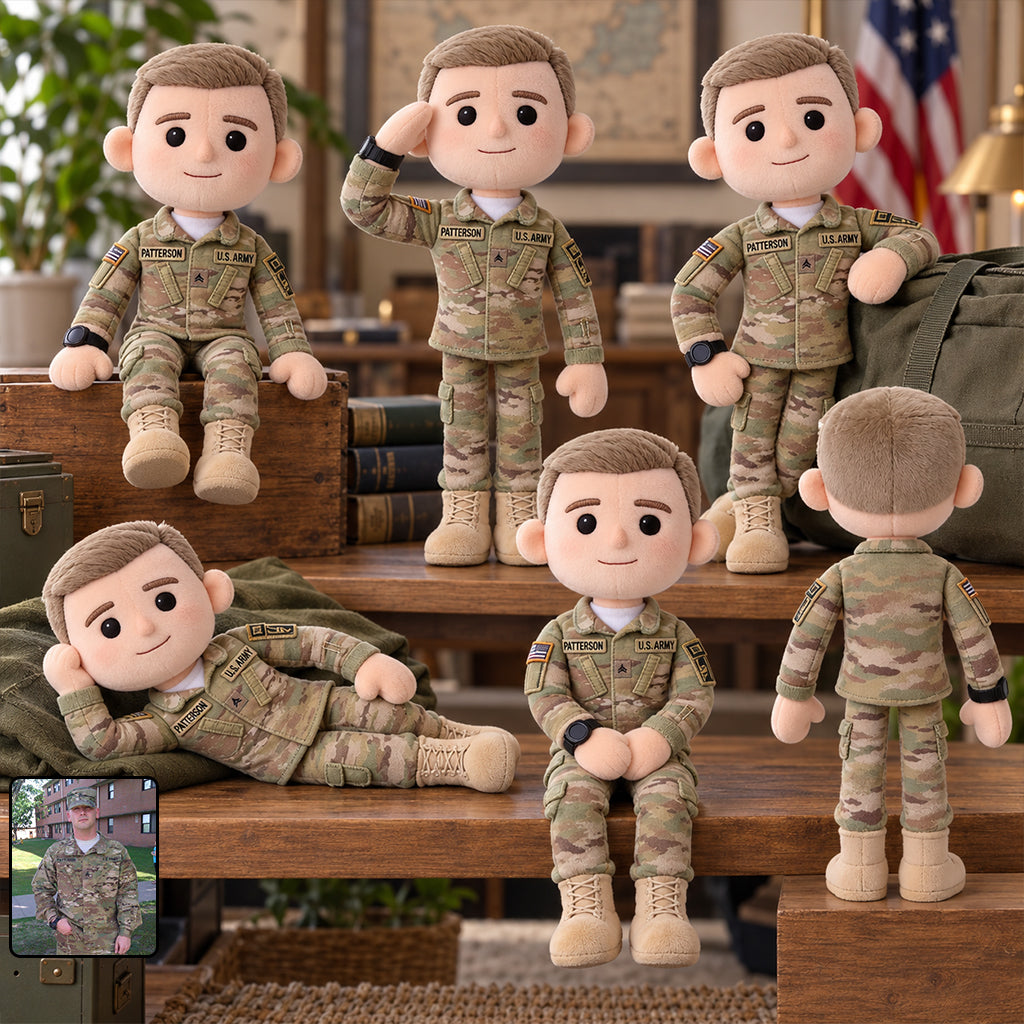Custom Any Photo - Personalized Veteran Posable Plush Doll