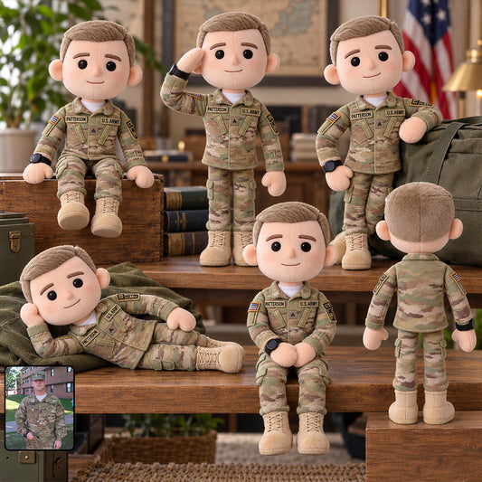 Custom Any Photo - Personalized Veteran Posable Plush Doll