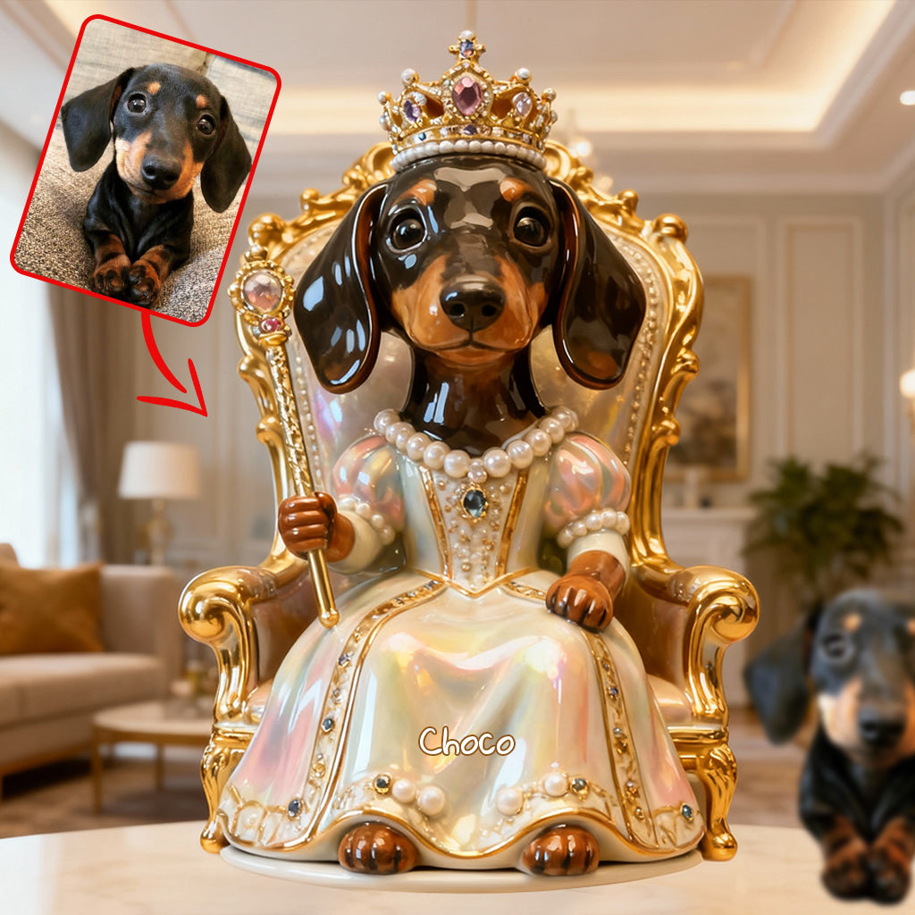 Königlicher Hund – Personalisierte Acrylplakette in Hundeform