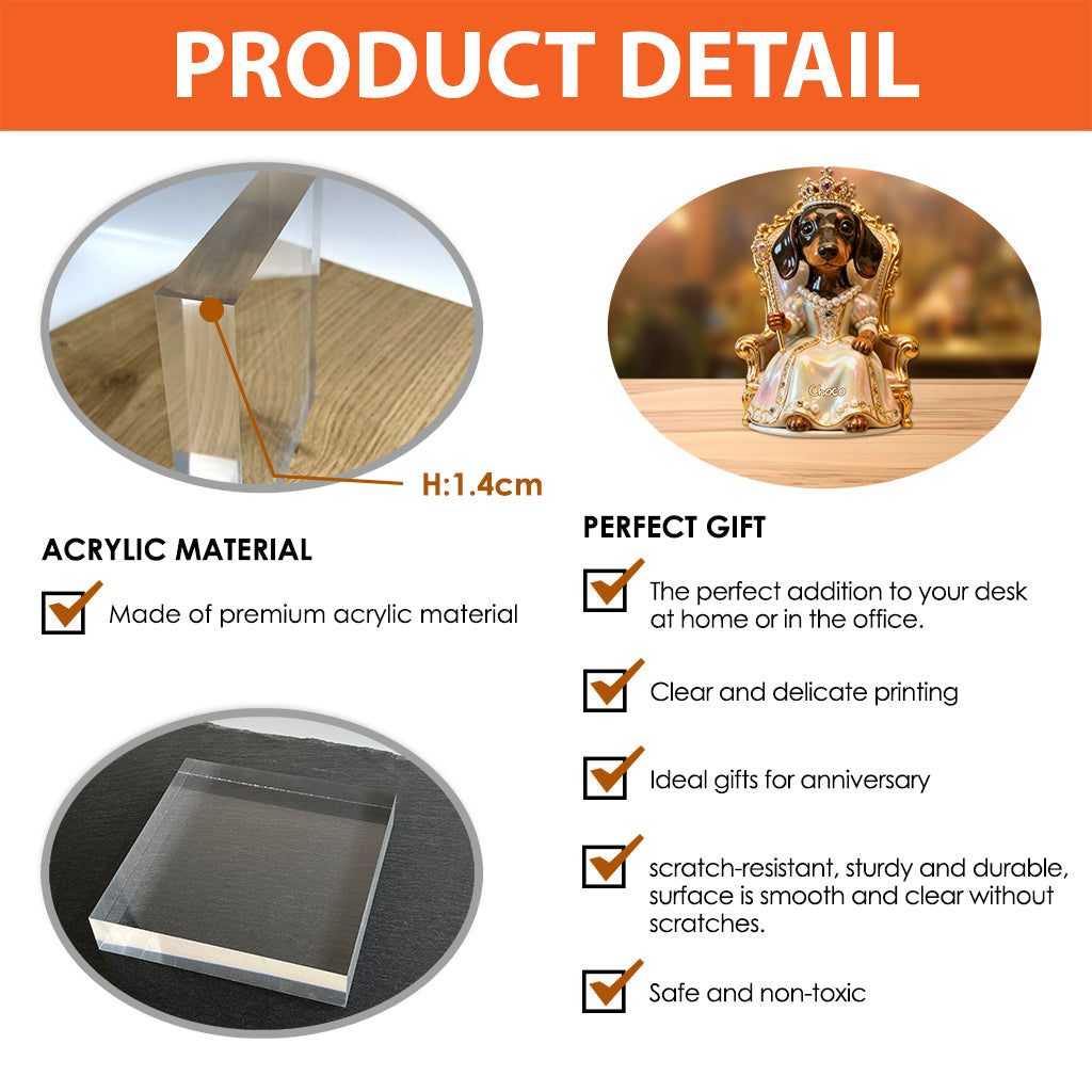 Königlicher Hund – Personalisierte Acrylplakette in Hundeform