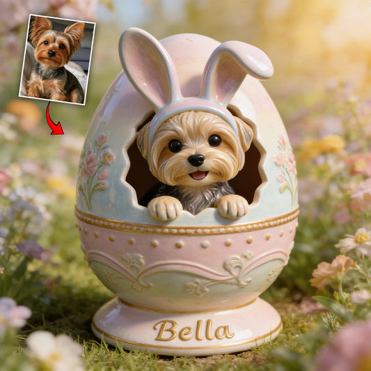 Any Photo Pet Easter Eggs - Personalized Dog Acrylic Garden Sign/ Acrylic Plaque Sign