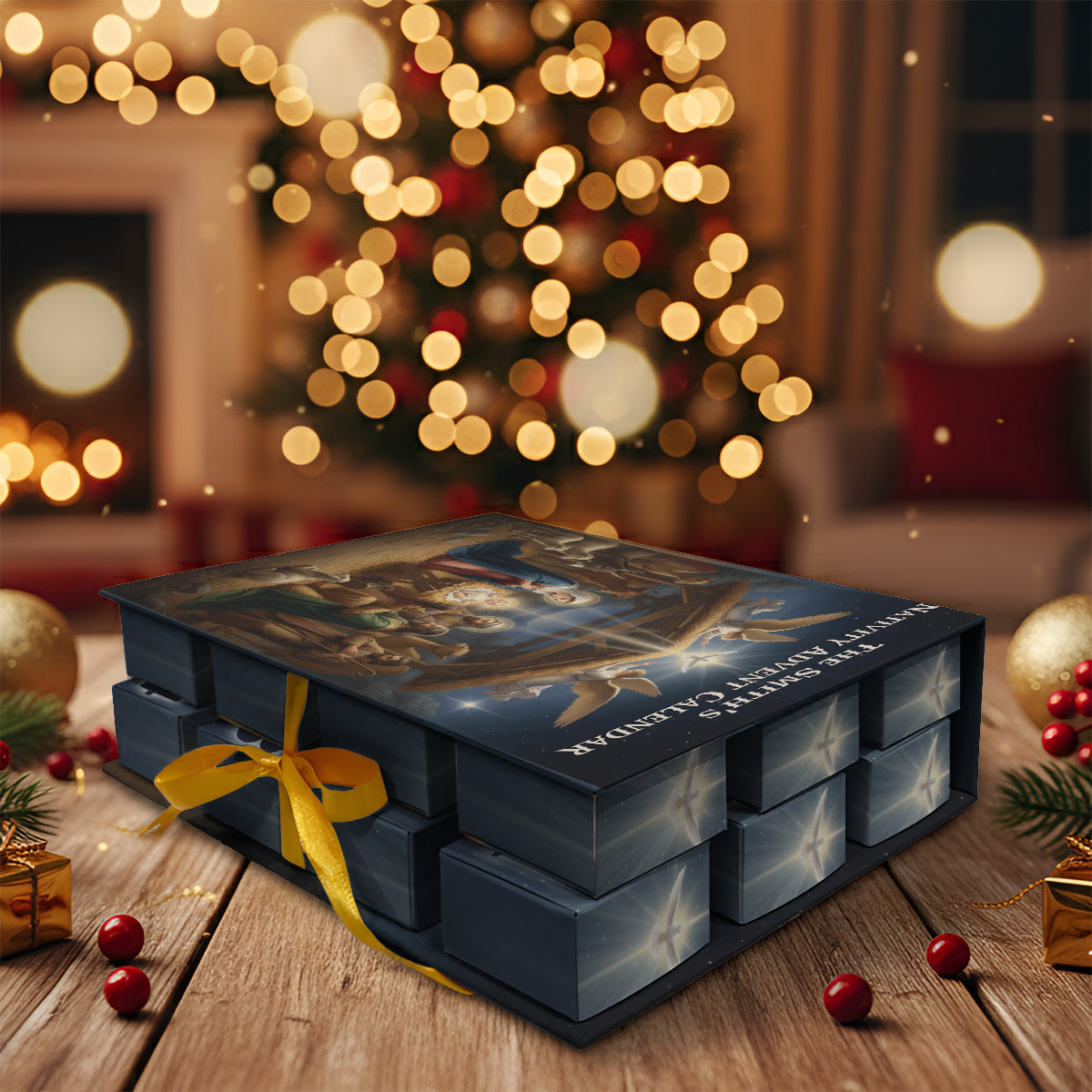 Weihnachts-Adventskalender – Personalisierter christlicher Falt-Adventskalender mit Ornamenten