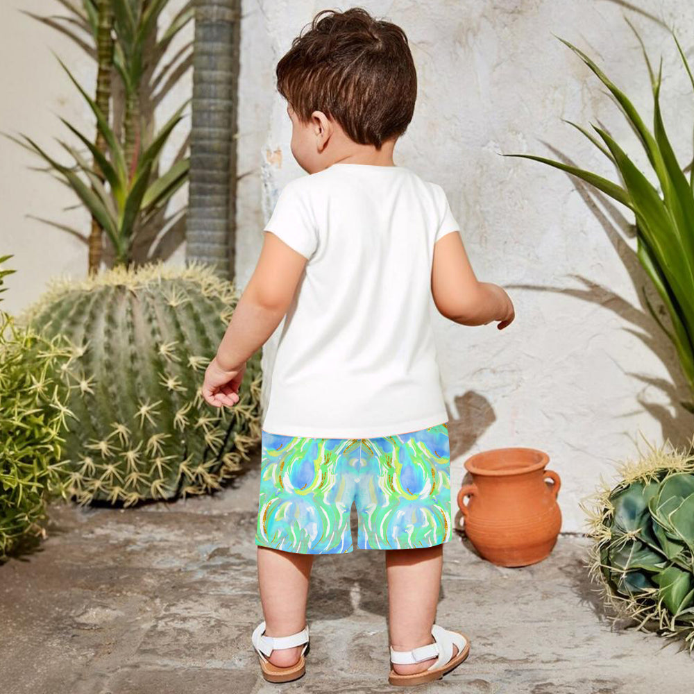 Bunte Osterhasen mit Pinselstrichmotiven – personalisiertes Kinder-T-Shirt & Shorts