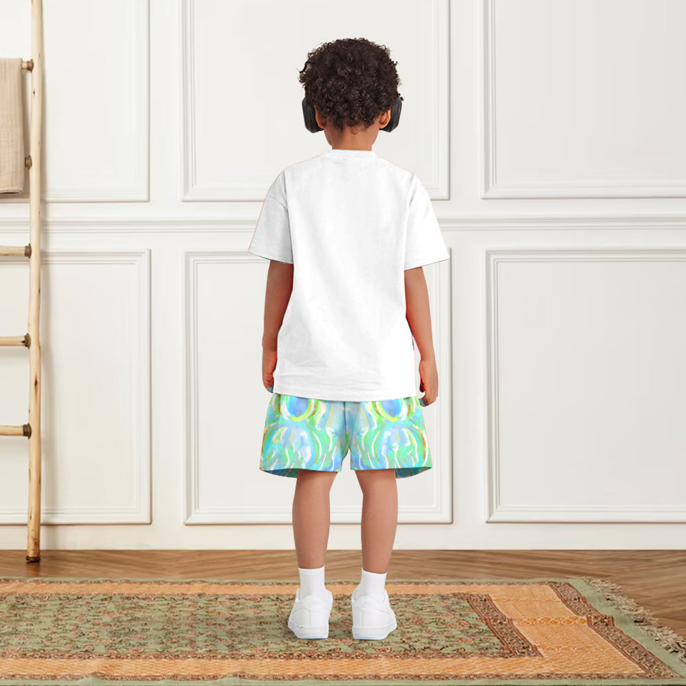 Bunte Osterhasen mit Pinselstrichmotiven – personalisiertes Kinder-T-Shirt & Shorts