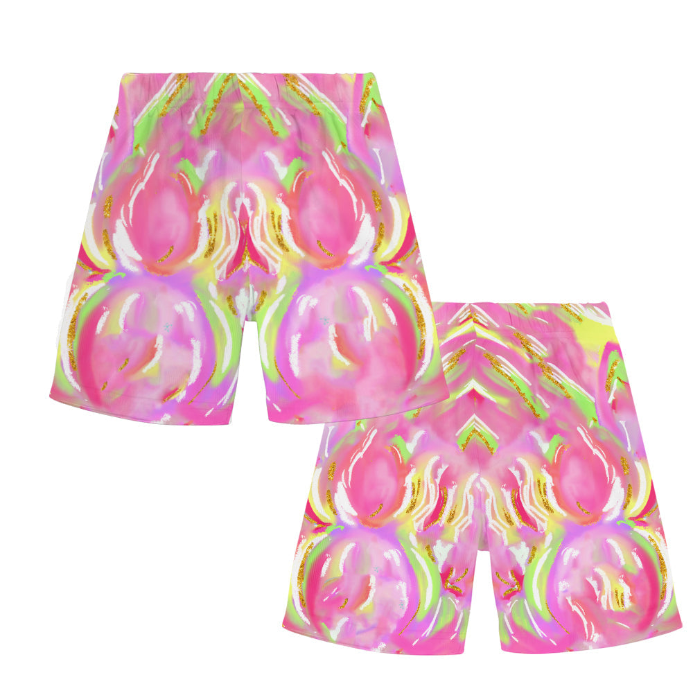 Bunte Osterhasen mit Pinselstrichmotiven – personalisiertes Kinder-T-Shirt & Shorts