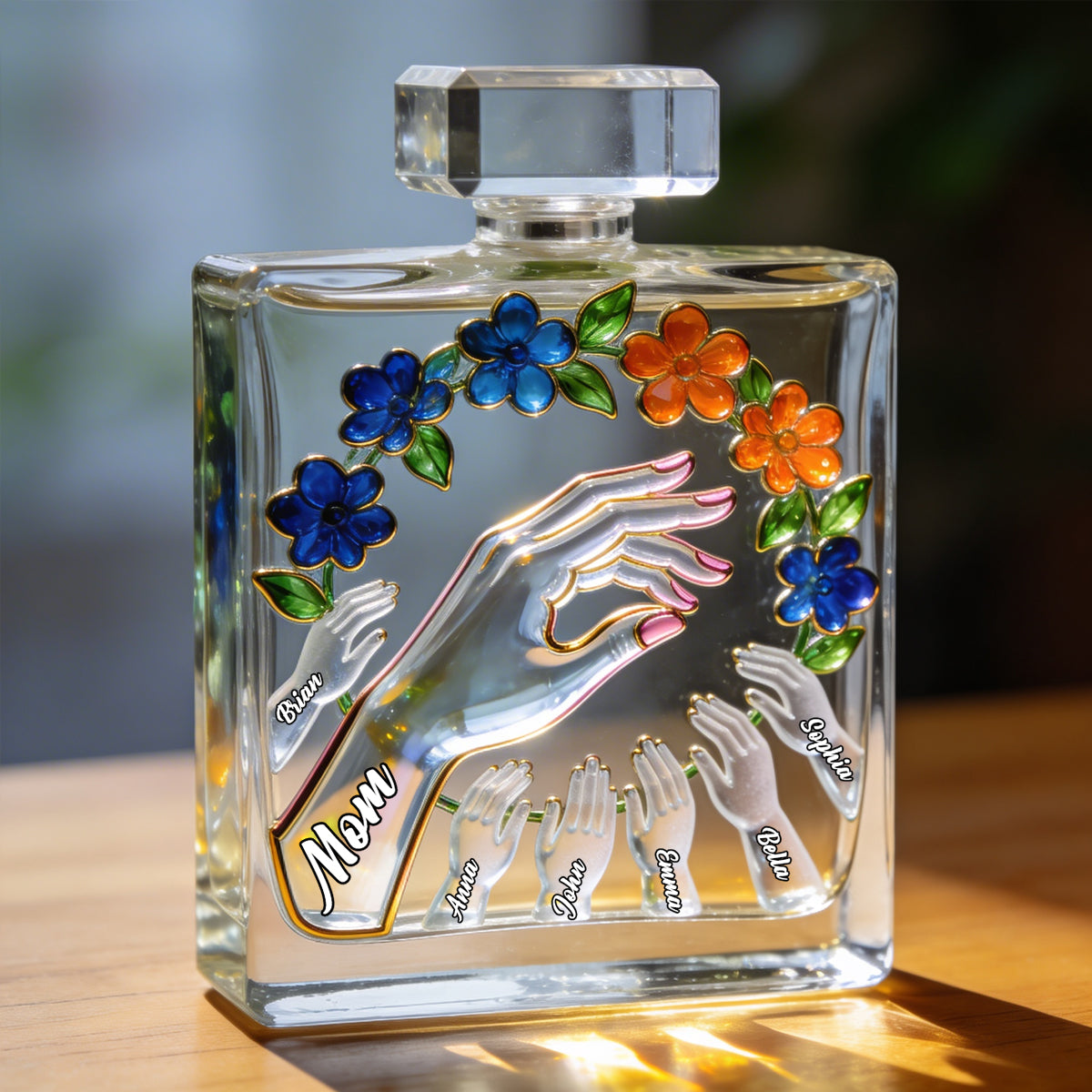 Mom And Kids Hands - Personalized Mother Refillable Perfume Bottle