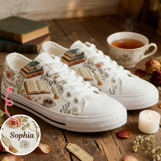 Book Reading Lovers - Personalized Book Low Top Shoes