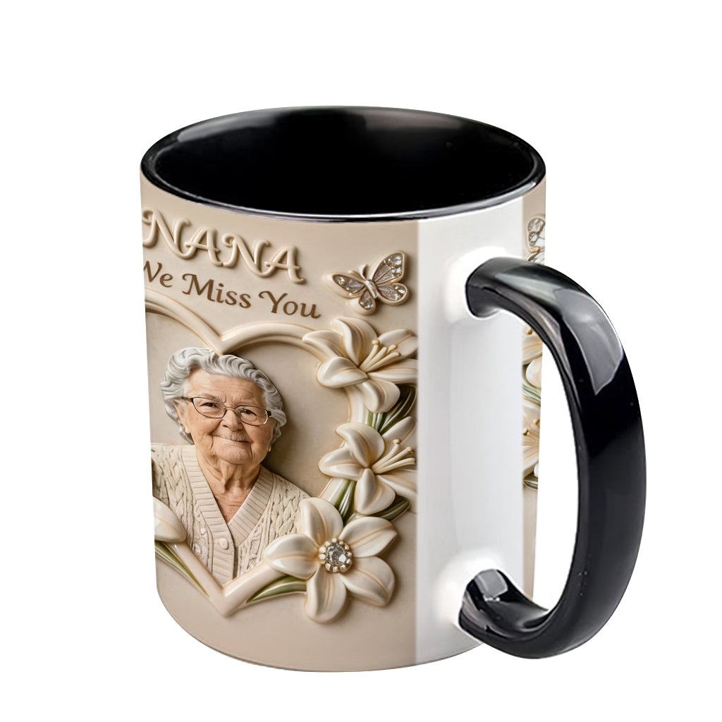 Personalisierte Tasse mit Foto, Geburtsblume, Blumenmotiv, Geschenk für sie/Mutter/Oma... - Personalisierte Tasse mit Oma-Akzent