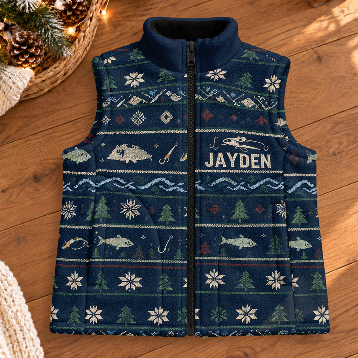 Gone Fishing - Personalized Fishing Flannel Fleece Vest