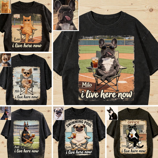 Personalisierte Hundewasch-T-Shirt - Jedes Foto, das ich hier lebe