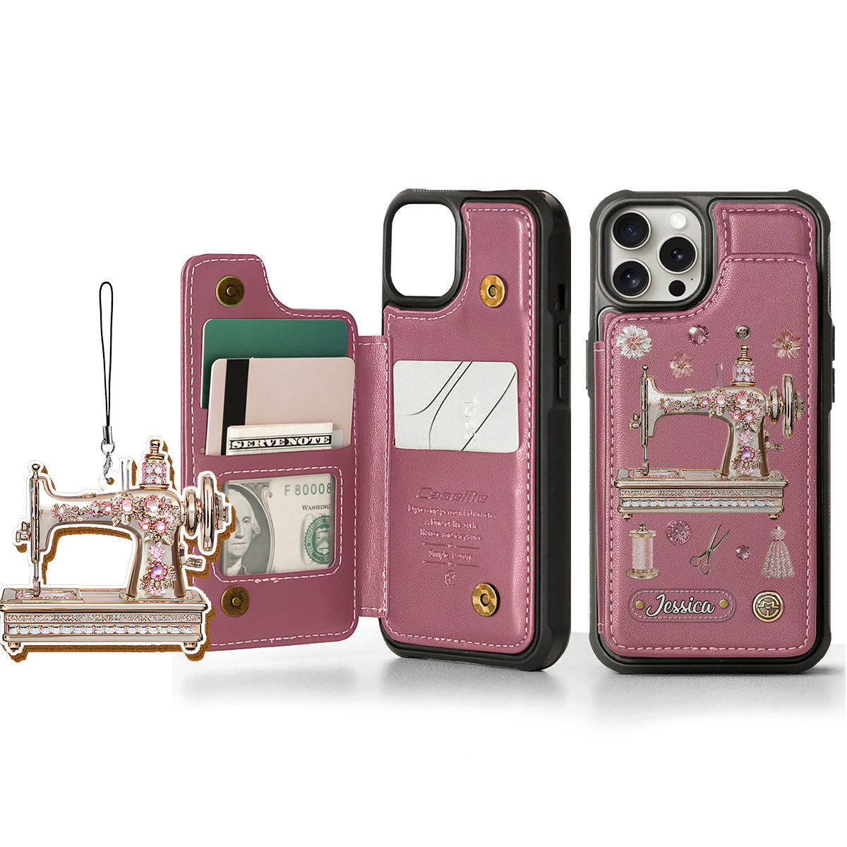 Beautiful Sewing Machine - Personalized Sewing Wallet Phone Case