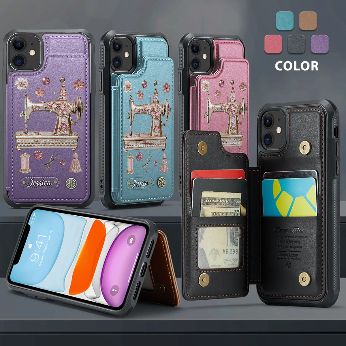 Beautiful Sewing Machine - Personalized Sewing Wallet Phone Case