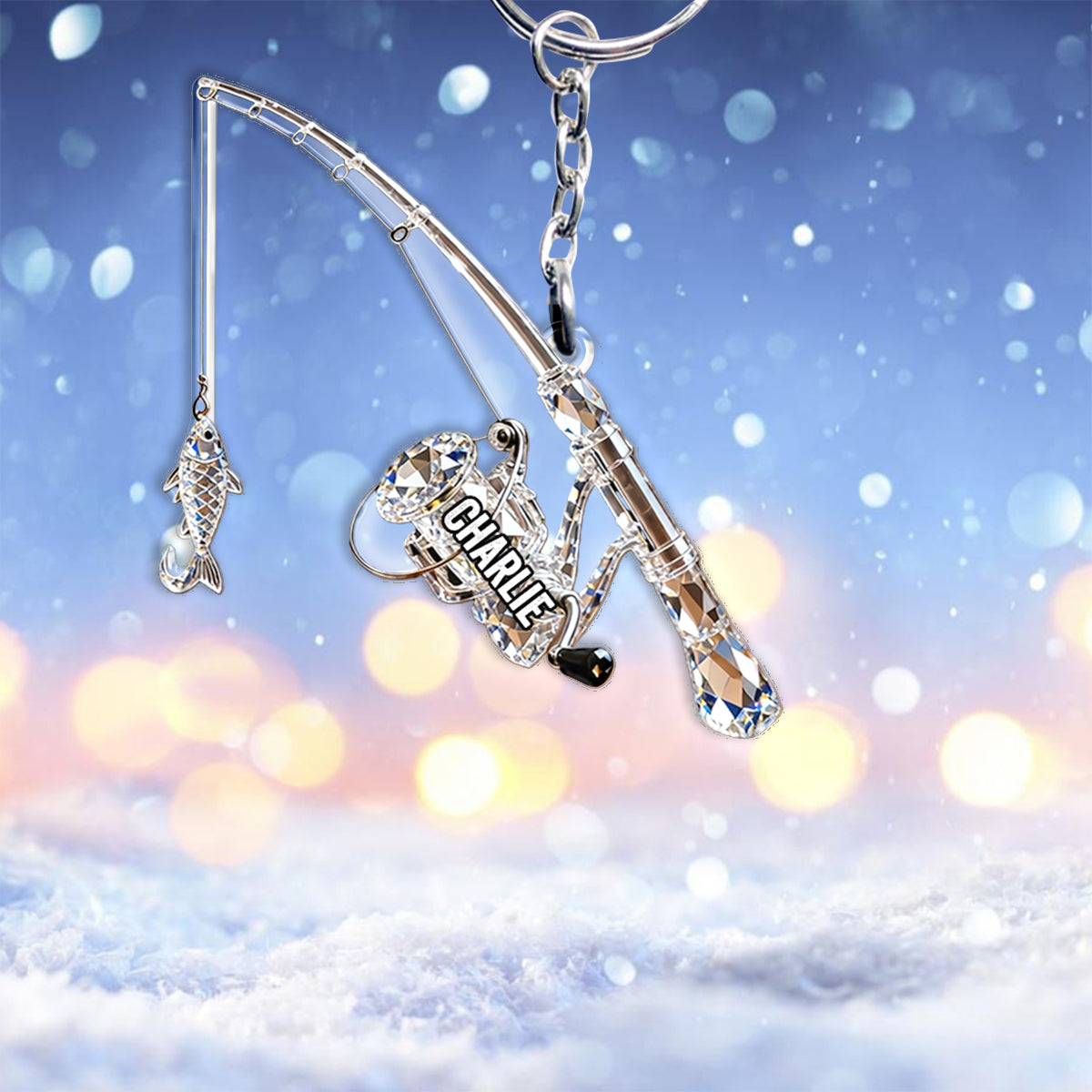 Angelrute - Personalisierter Angel-Schlüsselanhänger