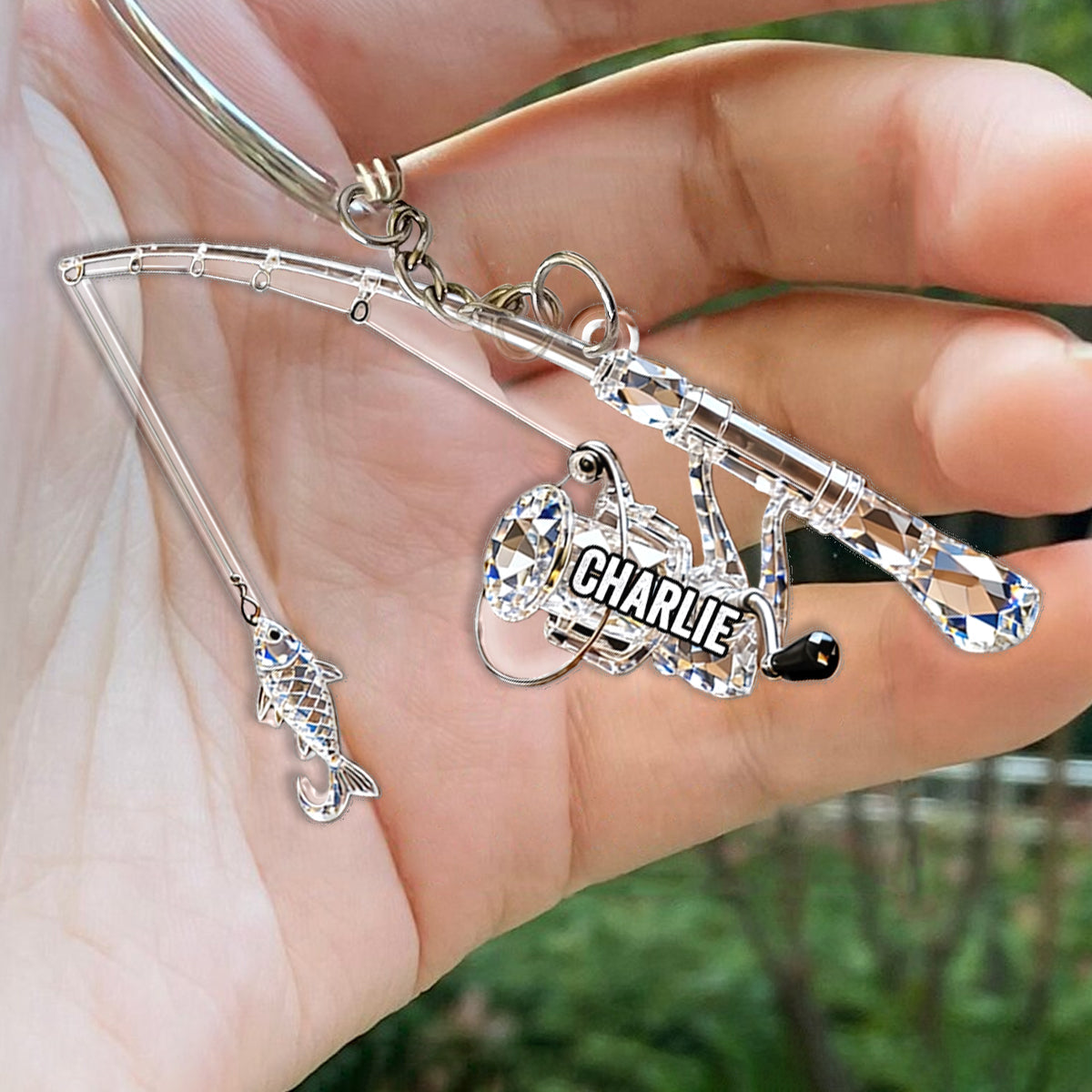 Angelrute - Personalisierter Angel-Schlüsselanhänger