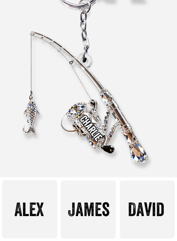 Angelrute - Personalisierter Angel-Schlüsselanhänger