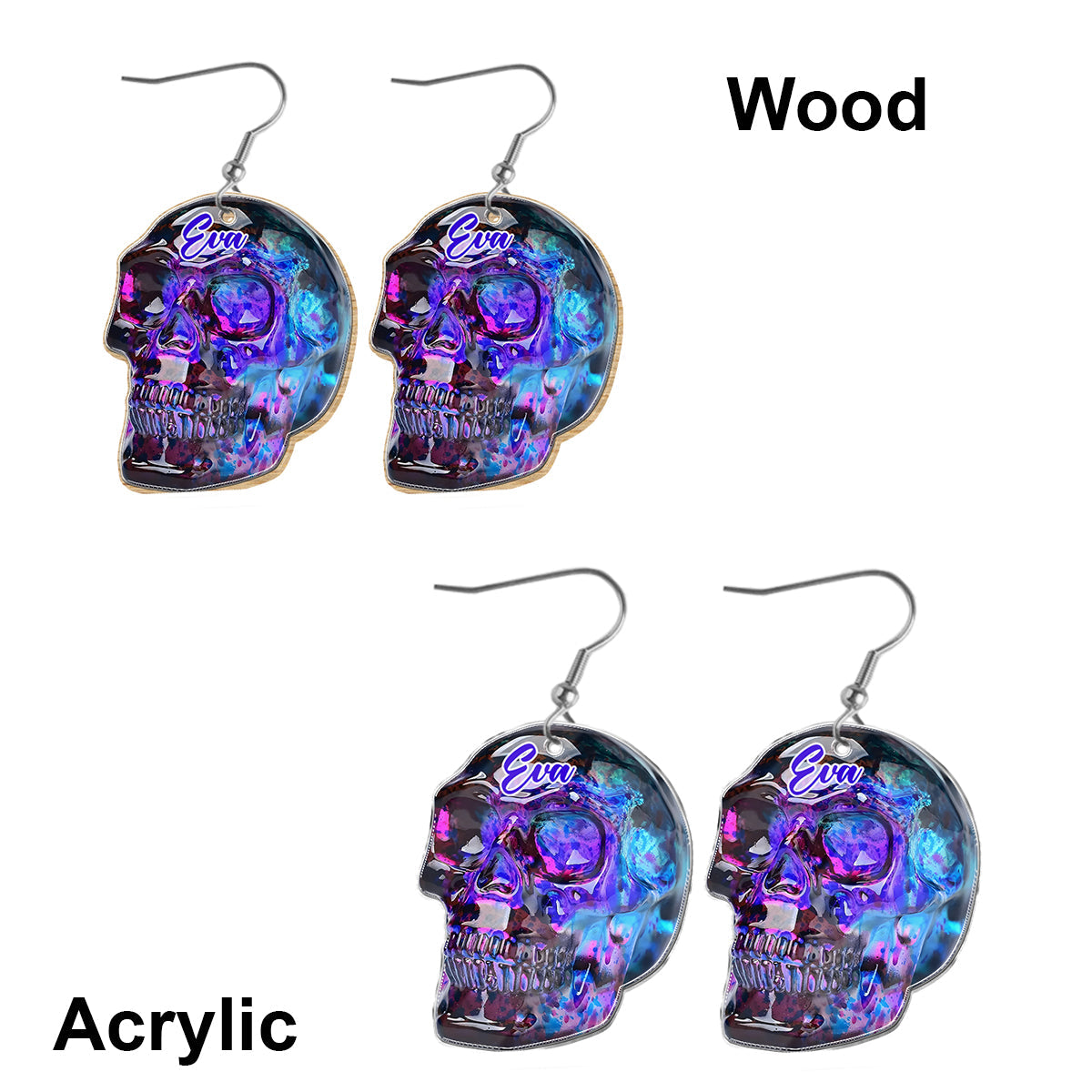 Aurora Borealis Totenkopf - Personalisierte Totenkopf-Ohrringe