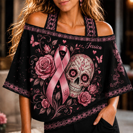 Brustkrebsbewusstsein - Personalisiertes Off-Shoulder Top Set
