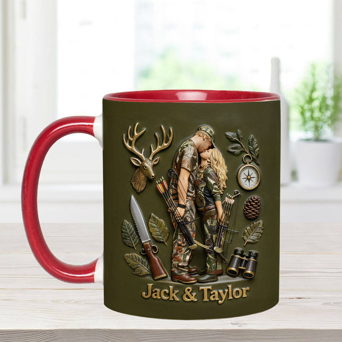 Individuell gestaltbar mit Foto – Personalisierter Jagd-Set-Becher mit Acryl-Rührstäbchen