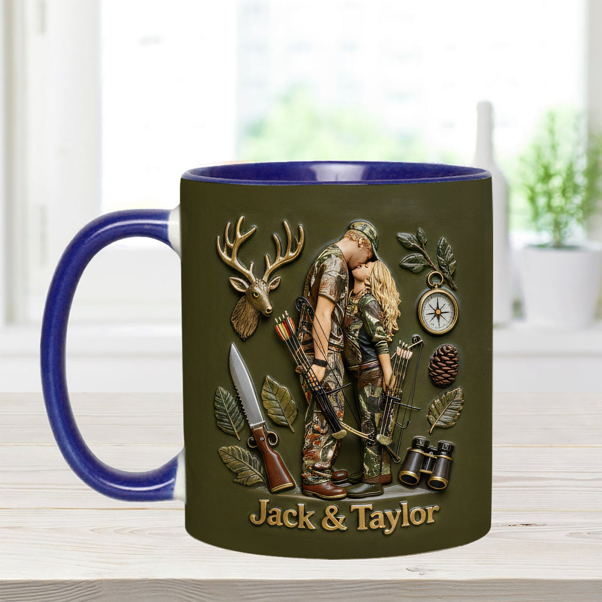 Individuell gestaltbar mit Foto – Personalisierter Jagd-Set-Becher mit Acryl-Rührstäbchen