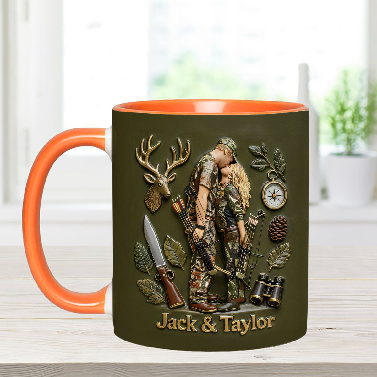Individuell gestaltbar mit Foto – Personalisierter Jagd-Set-Becher mit Acryl-Rührstäbchen